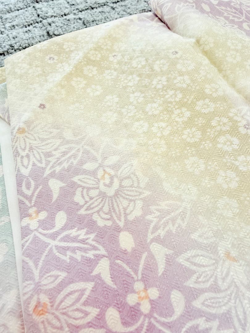 未使用品 高級 小紋 洗える着物 パステルカラー ポリエステル