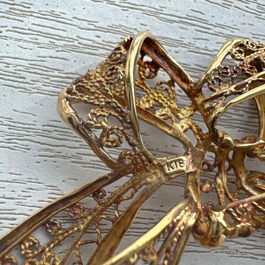 k18 アンティーク　ブローチ