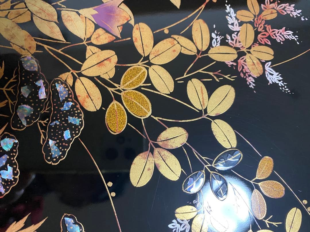 会津塗り漆器 文箱 (大) 金箔装飾