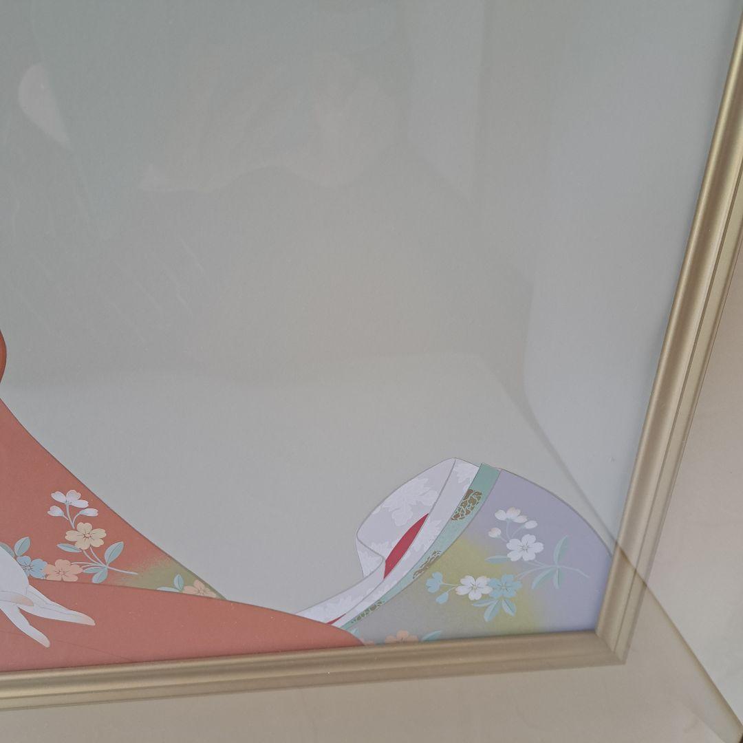 上村松園「鼓の音」シルクスクリーン 　額装