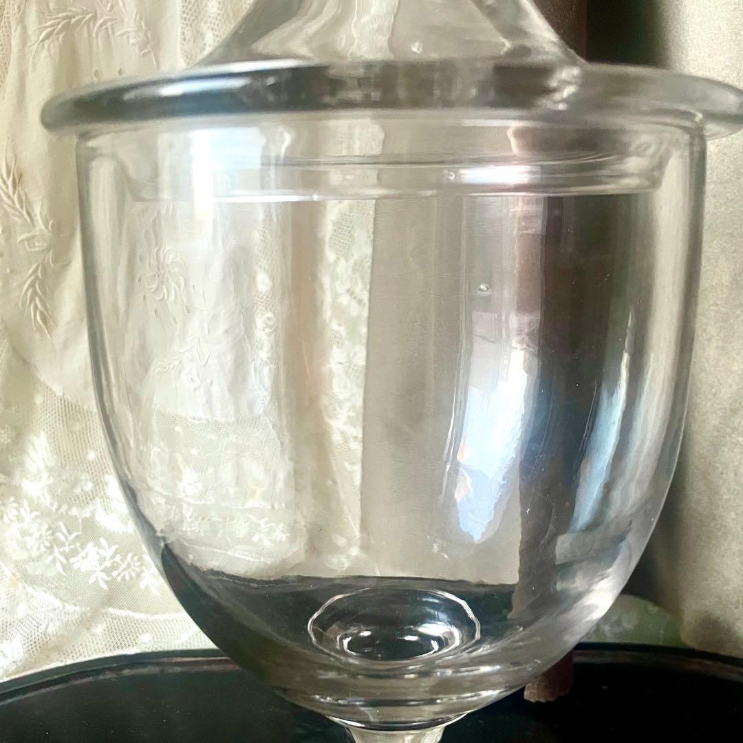 大きな蓋付きガラスボンボニエール　お菓子入れ19世紀店舗什器フランスアンティーク