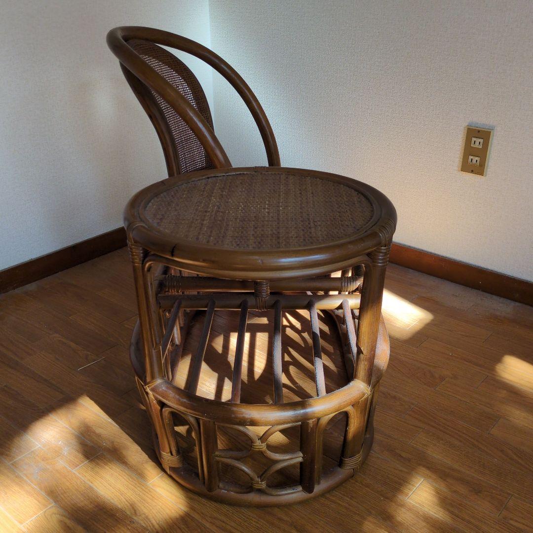 ★最終値下げ 超特価セール★昭和の珍品★コイズミ製 ラタン 回転椅子付きテーブル