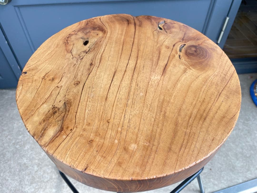 B7106【無垢×アイアン】ラウンドスツール アイアンスツール