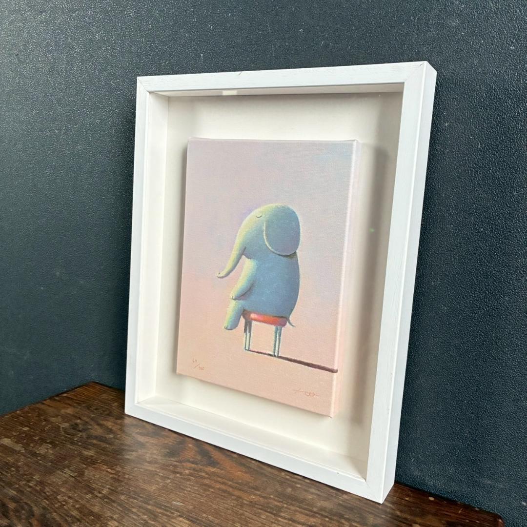 美品 渡辺宏「午後の待合室」ジクレー 直筆サイン入 保証書有 立体額装 ぞう