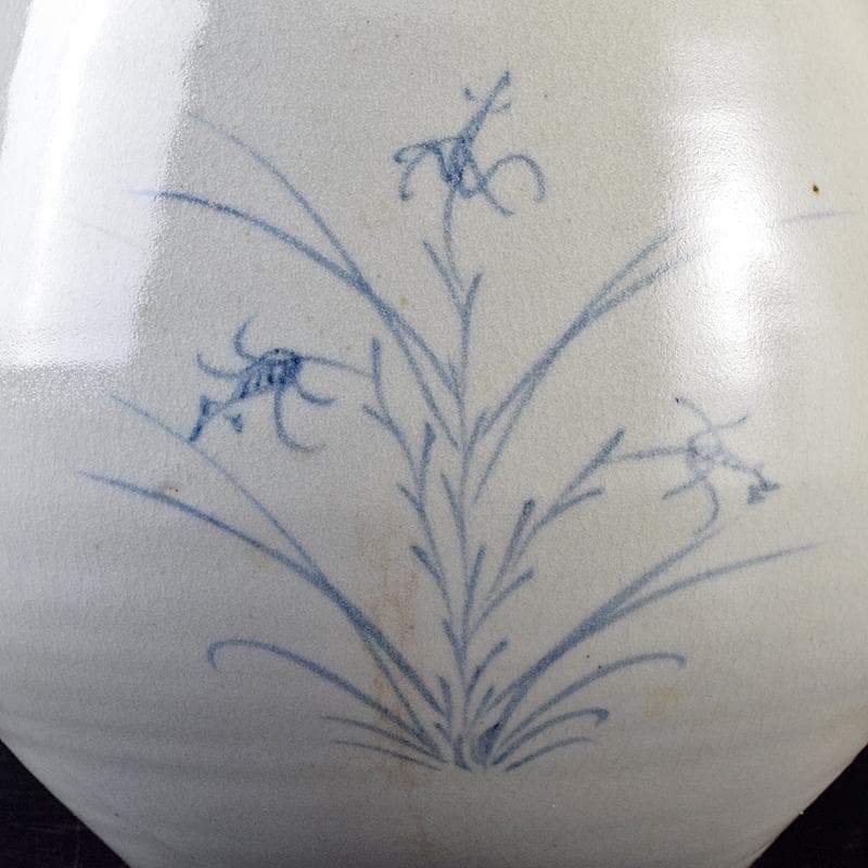 銀杏の木 　安東五作　樊川窯　青華　花文　水指　共箱　M　R8709B