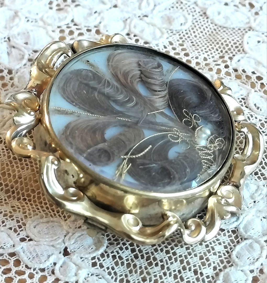 アンティーク モーニングジュエリー ブローチ 遺髪 訳あり