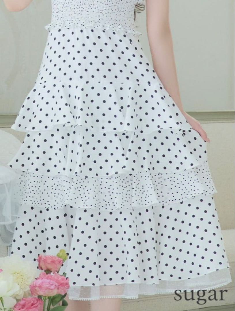 y【ERUKEI エルケイ】ドット ティアードフリル キャバドレス