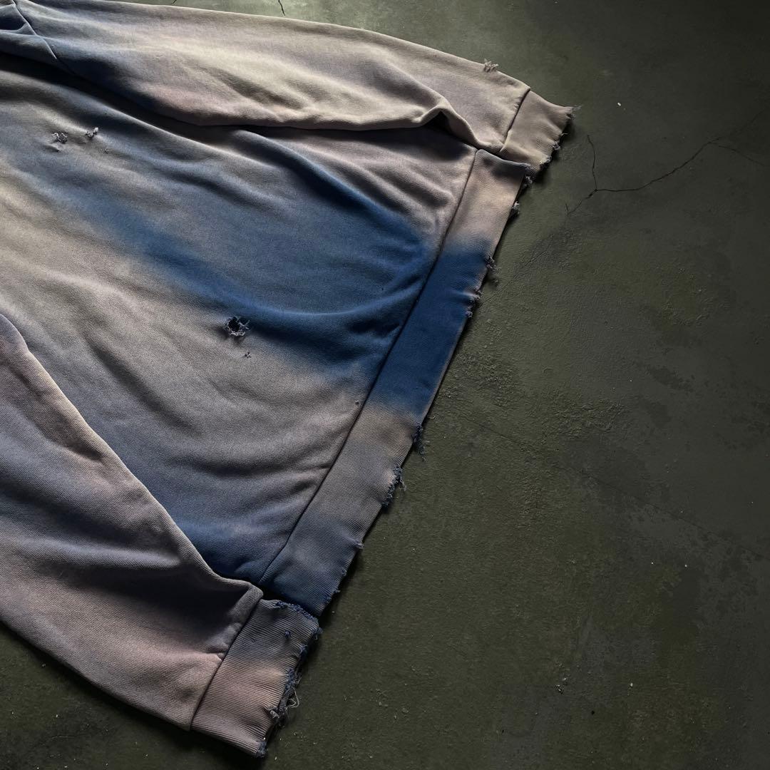 y2k“broken”超フェード“ターコイズ”2XO“boro hoodie