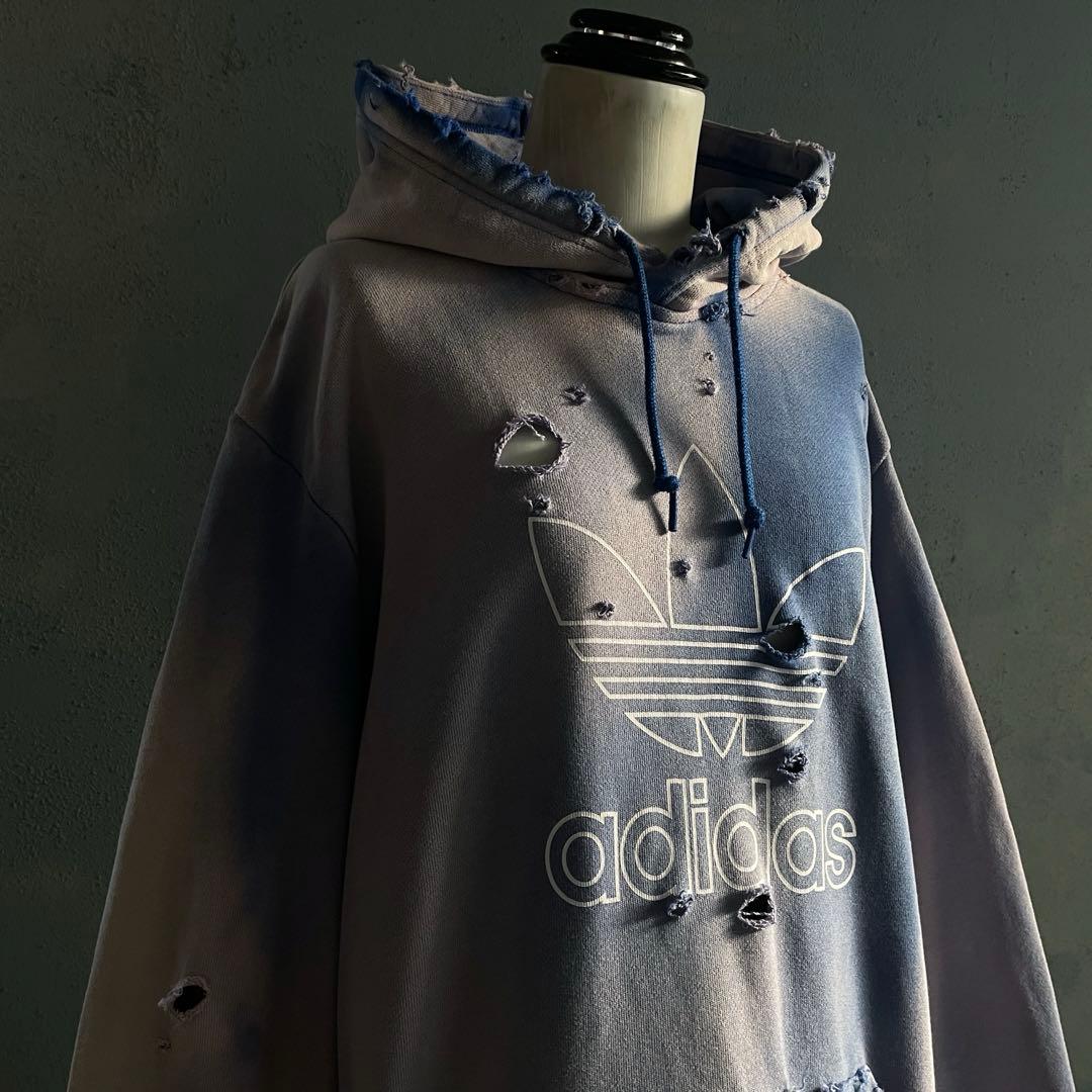 y2k“broken”超フェード“ターコイズ”2XO“boro hoodie