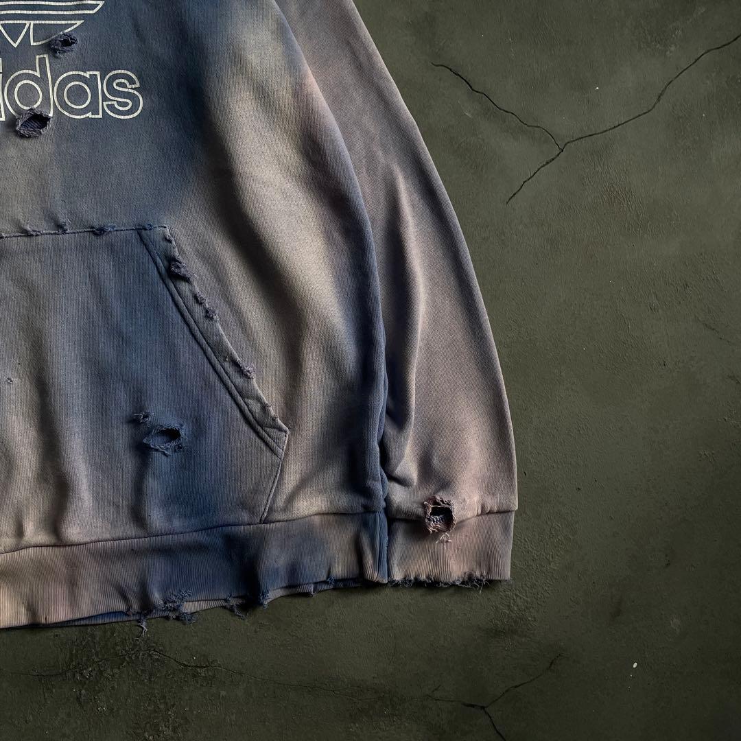 y2k“broken”超フェード“ターコイズ”2XO“boro hoodie