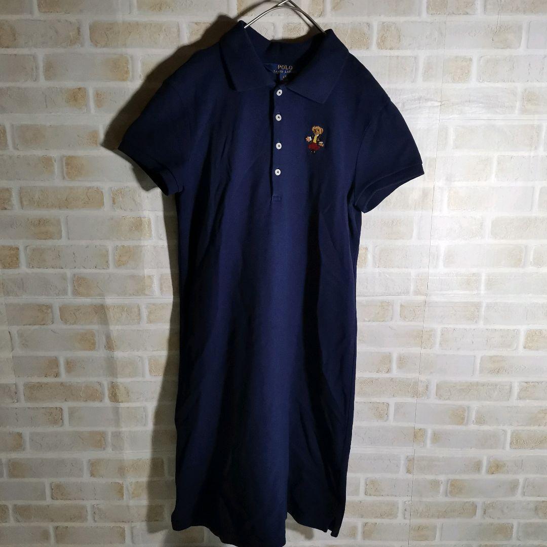 ポロラルフローレン ポロシャツ 半袖 ワンピース ネイビー ポロベア