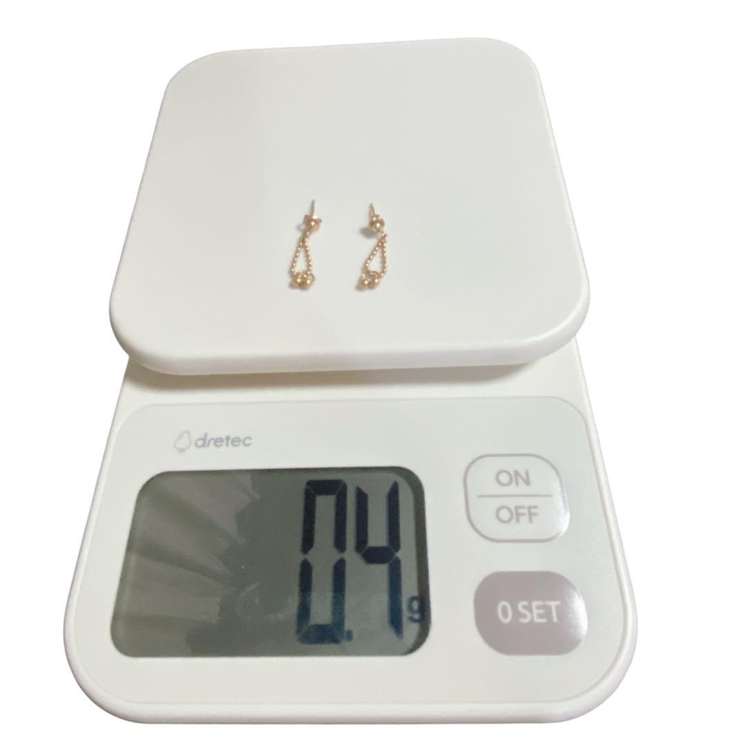 18金 ゴールド デザインピアス ボールチェーン 揺れるタイプ 0.4g/563