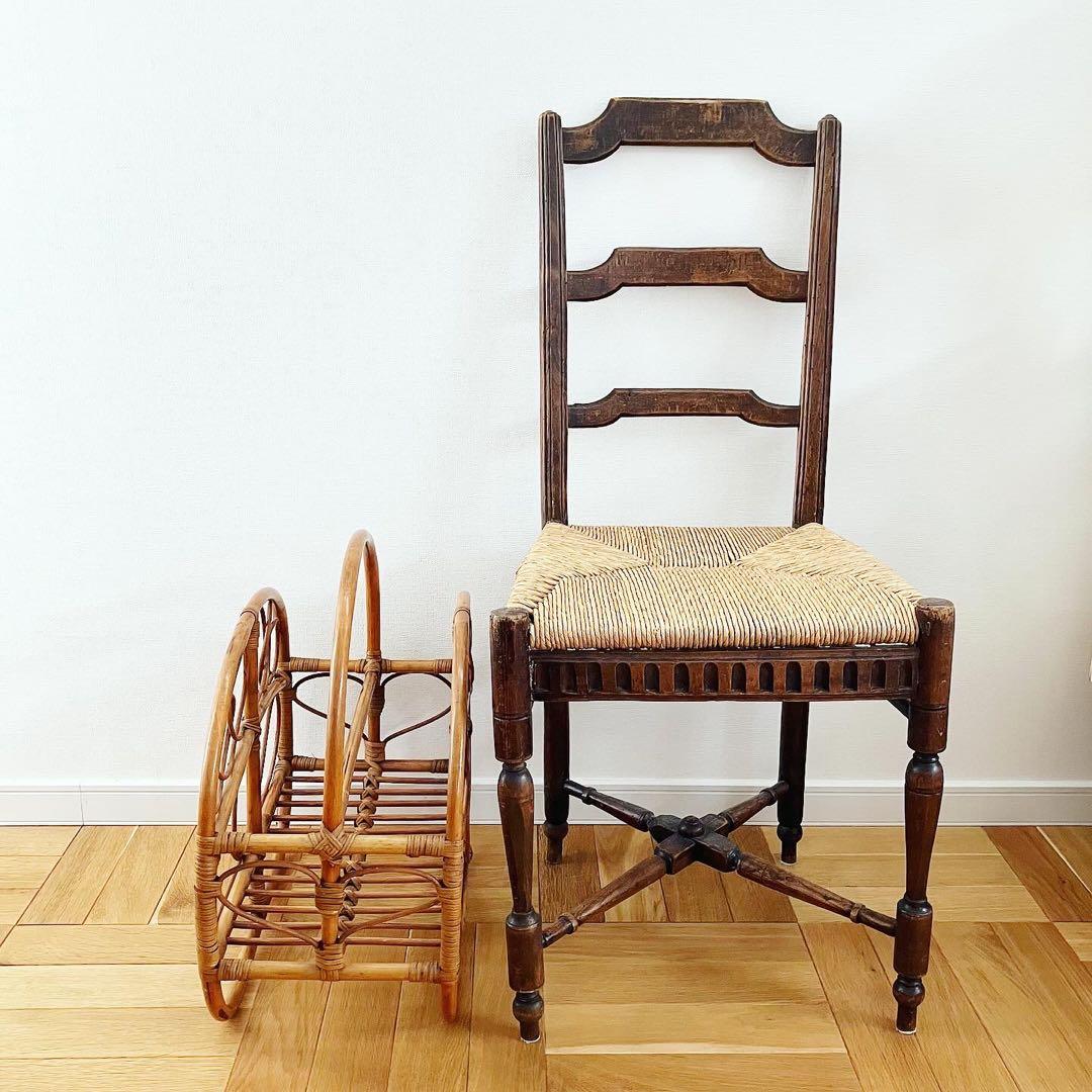 ラタン　籐　マガジンラック　モダンビンテージ　雑貨　ブロカント