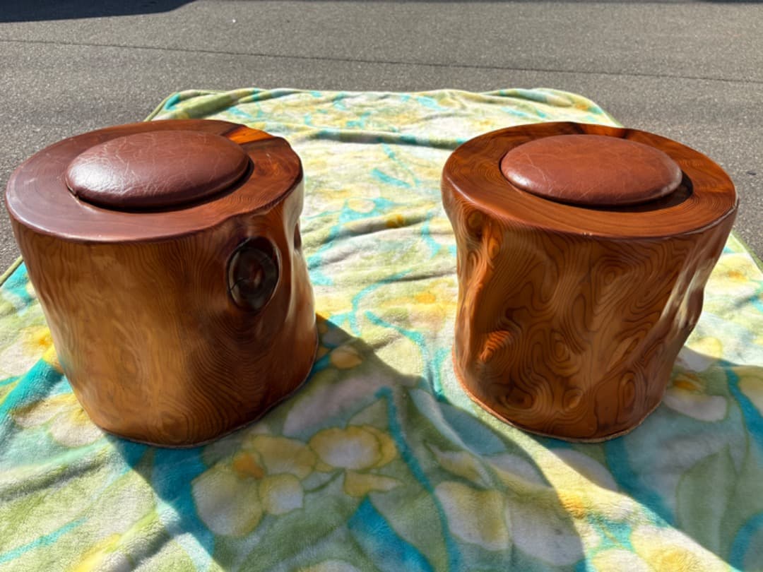 【まとめ割あり】 屋久杉　椅子　スツール　極上杢目　世界遺産　認定シール付　⑤