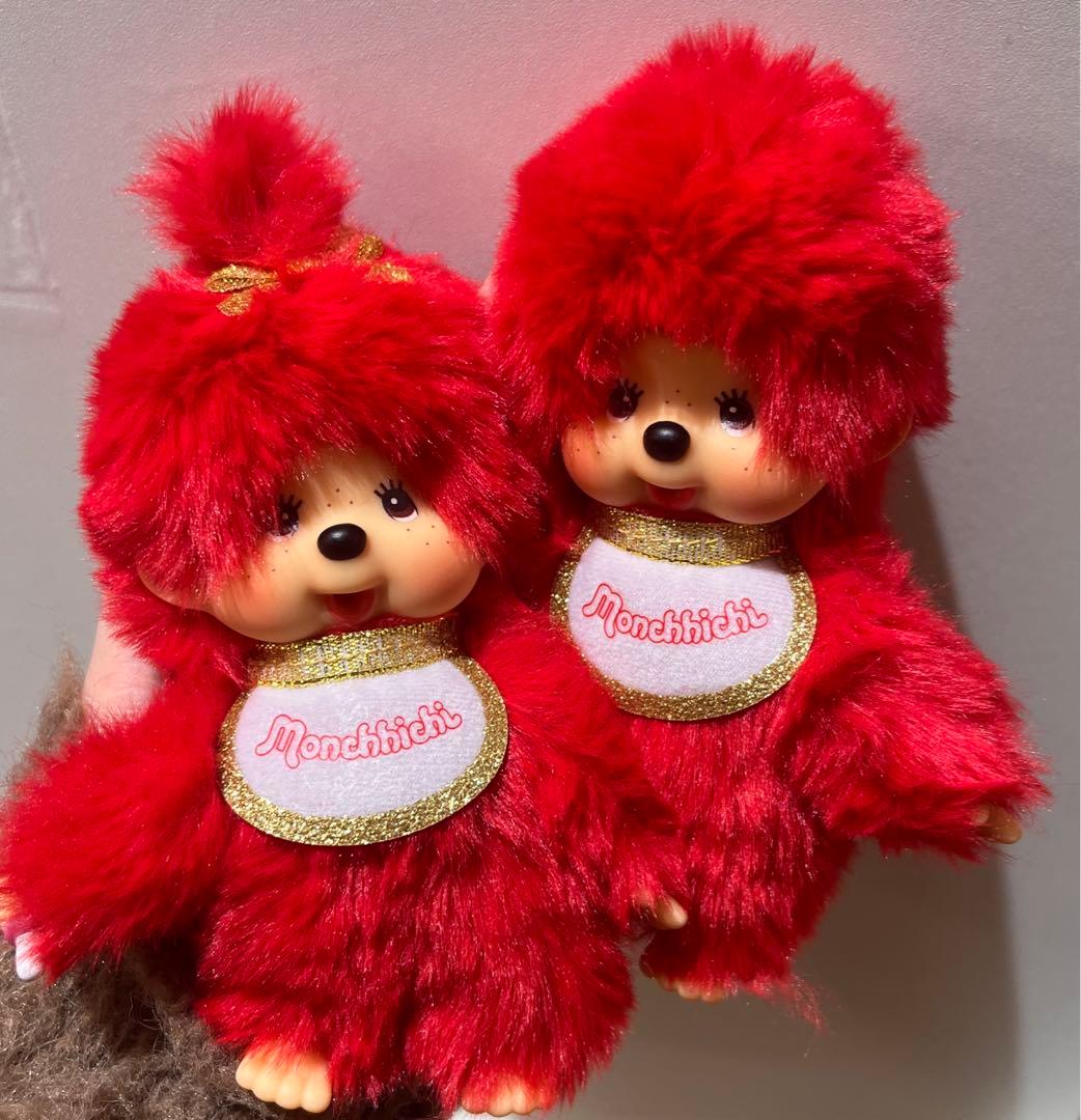 モンチッチ キデイランド80周年マスコット　ぬいぐるみ　キーチェーン　赤　レッド