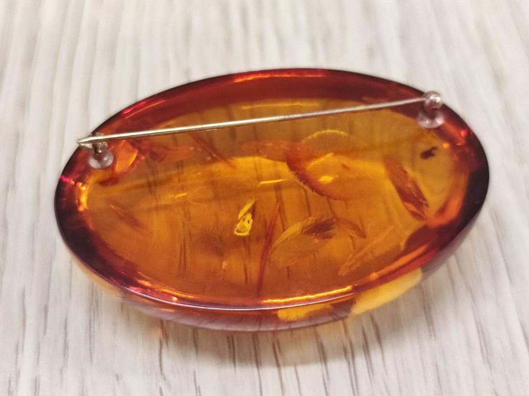 TSUTSUMI 天然琥珀 ブローチ 18金