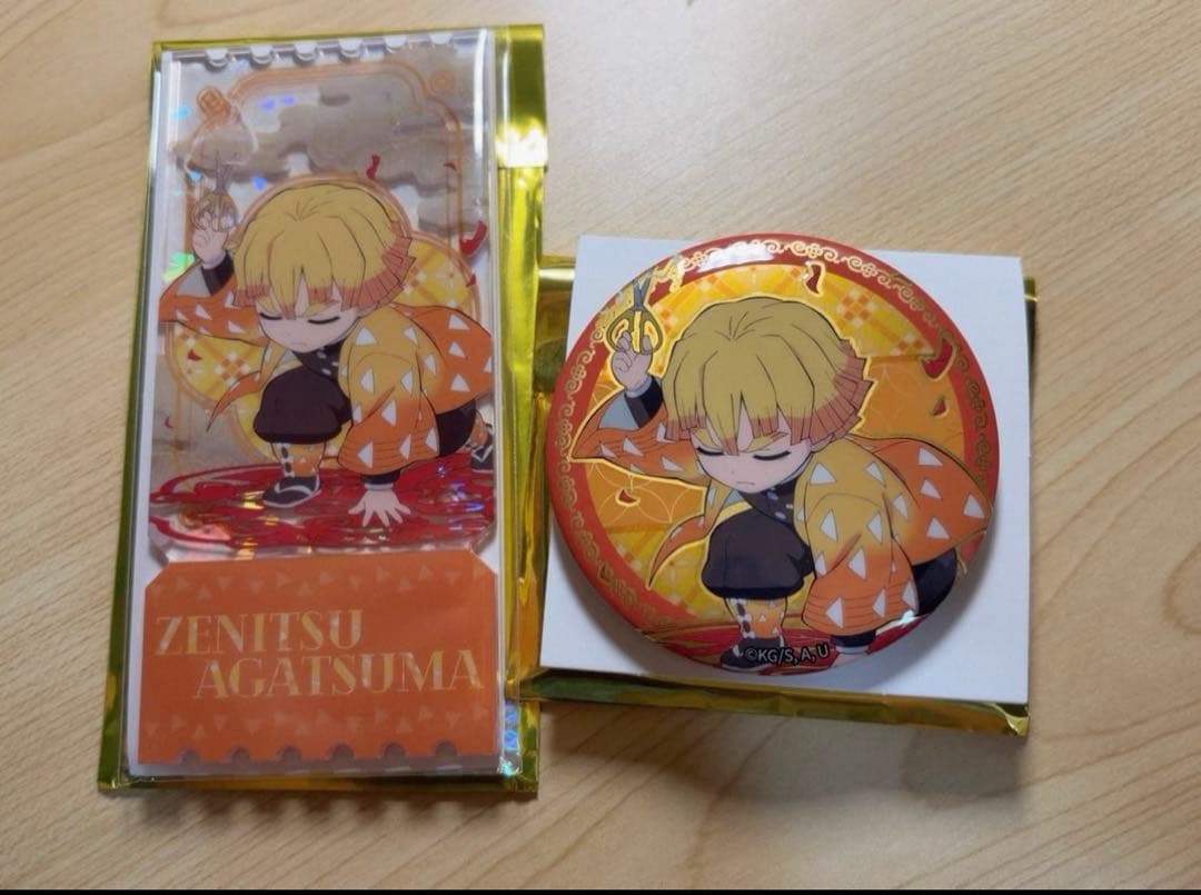 鬼滅の刃 中国限定 非遺 獪岳 我妻善逸 缶バッジ クリアチケット　4点 セット