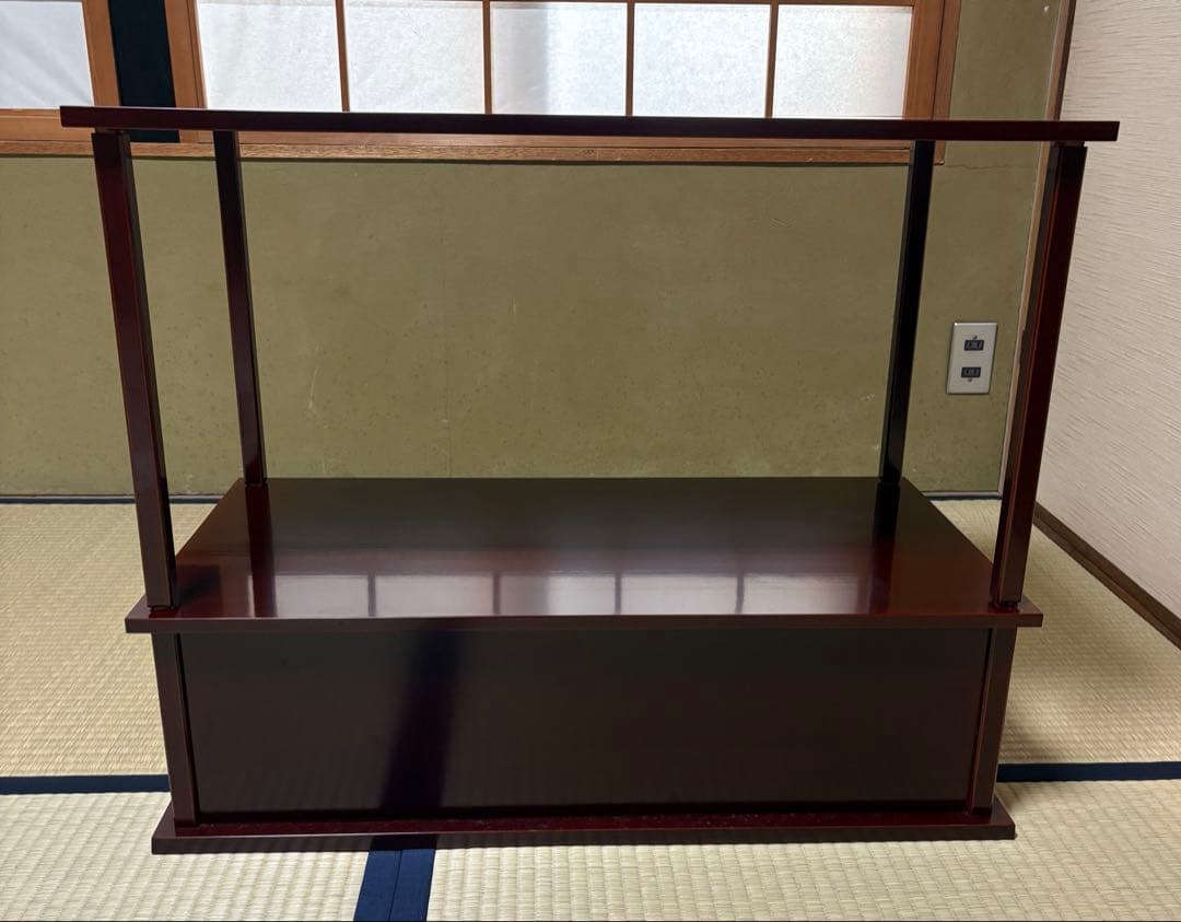 【中古品】平安光入造　組立式　紹鴎棚　平安景雲造　赤絵鳳凰唐草文水指（共箱）