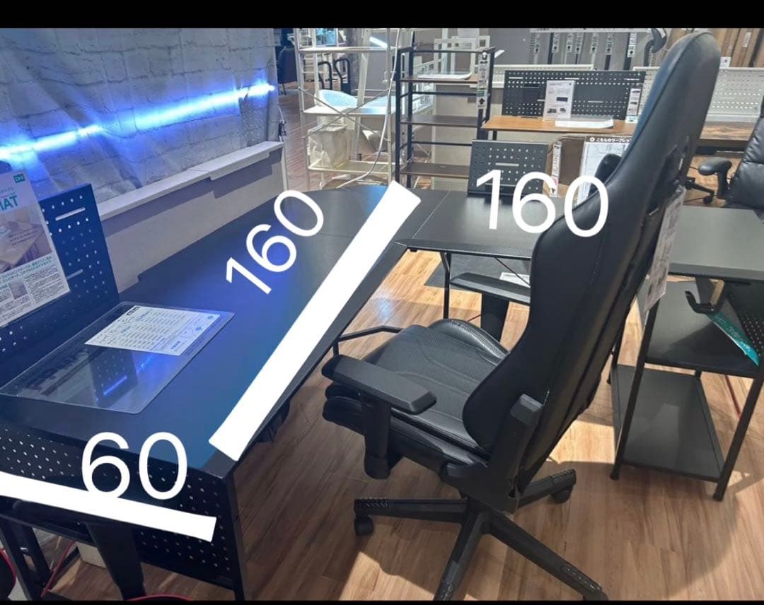 L字型黒パソコンデスク　ゲーミング