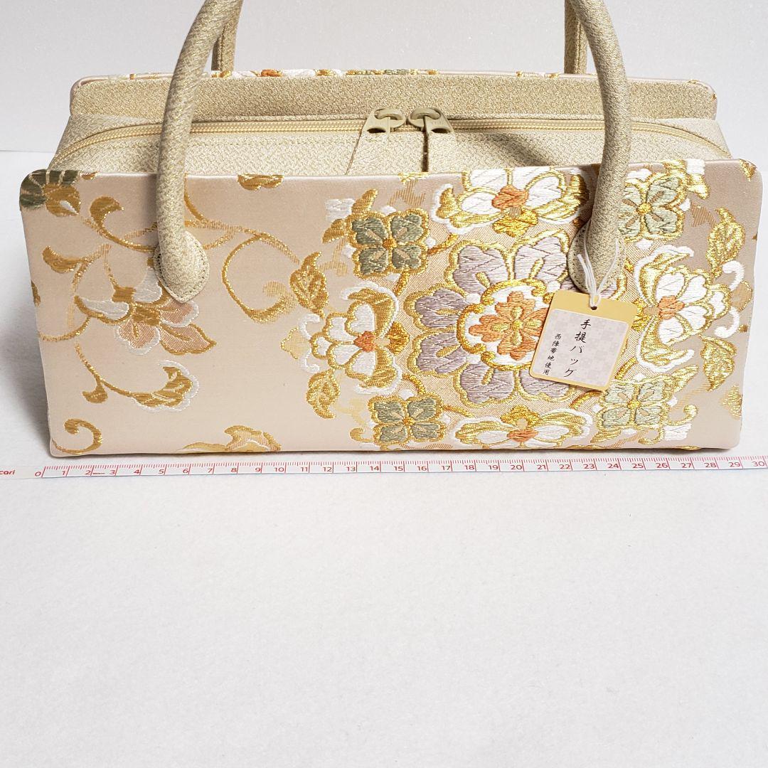 (3101)新品 正絹 利休バッグ 日本製 西陣織 帯地 和装用 あおりバッグ