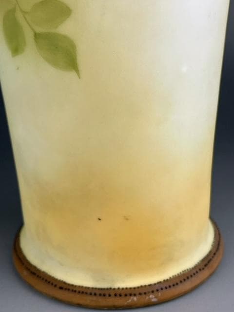 【超大型・訳アリ】オールドノリタケ 約３１．５㎝　花紋盛上げ花瓶 クレマチス