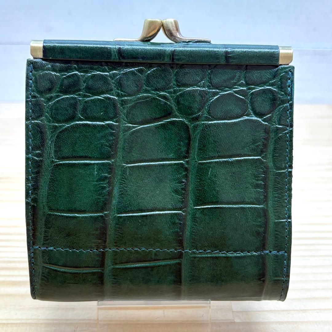 IL BISONTE イルビゾン　折り財布　クロコ型押し　がま口