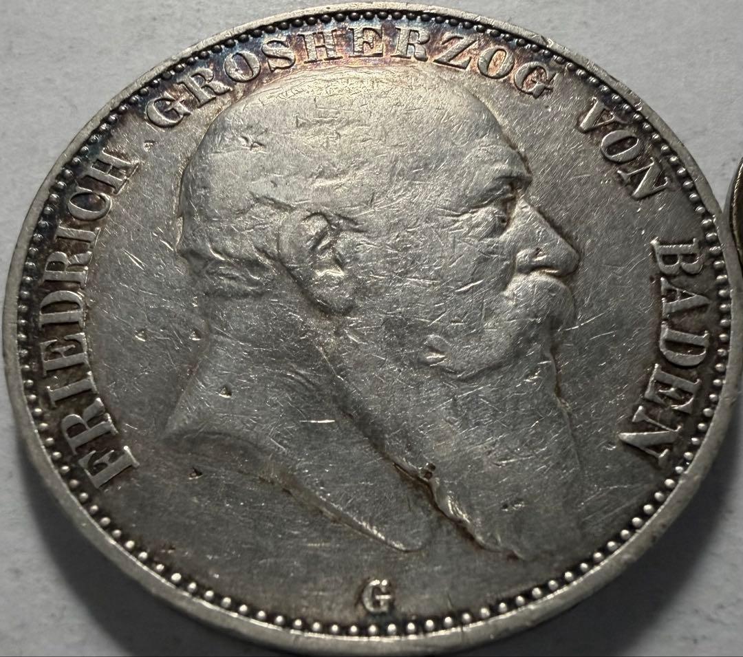 招*@様 1903年 ドイツ　バーデン公国5マルク 銀貨 フリードリッヒ大公