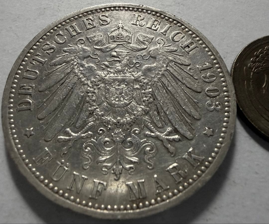 招*@様 1903年 ドイツ　バーデン公国5マルク 銀貨 フリードリッヒ大公