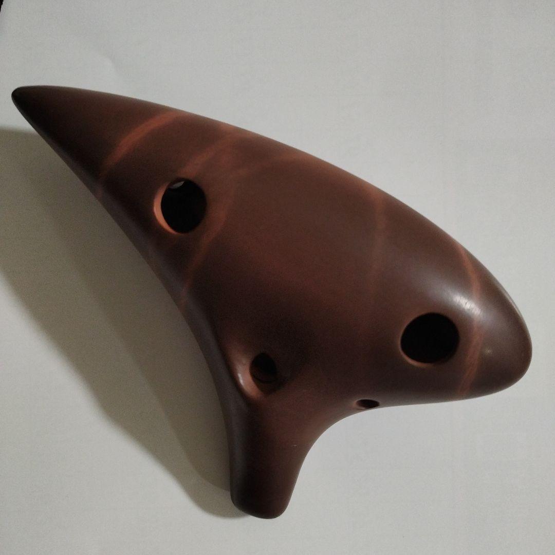 AC 12孔オカリナ ブラウン 収納ケース付き赤土