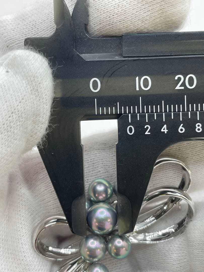 TASAKI 田崎真珠　黒真珠silverブローチ　S刻印