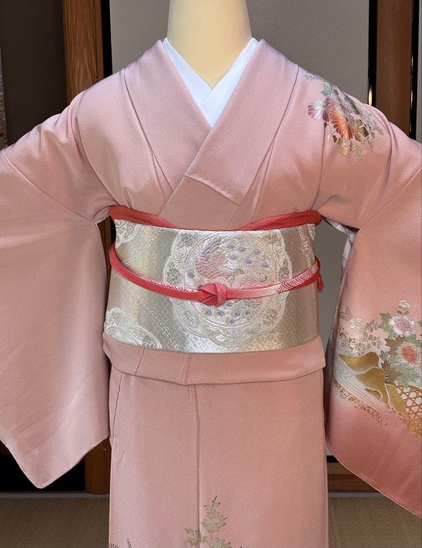 フォーマル4点フルセット 正絹訪問着　袋帯　帯締め帯揚げ