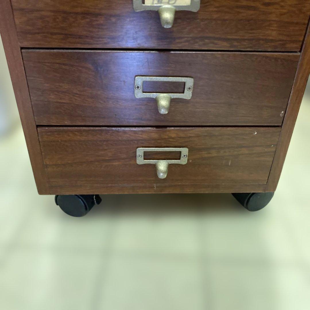木製　書類棚　箪笥　タンス　レトロ　コロ付き　 G7821