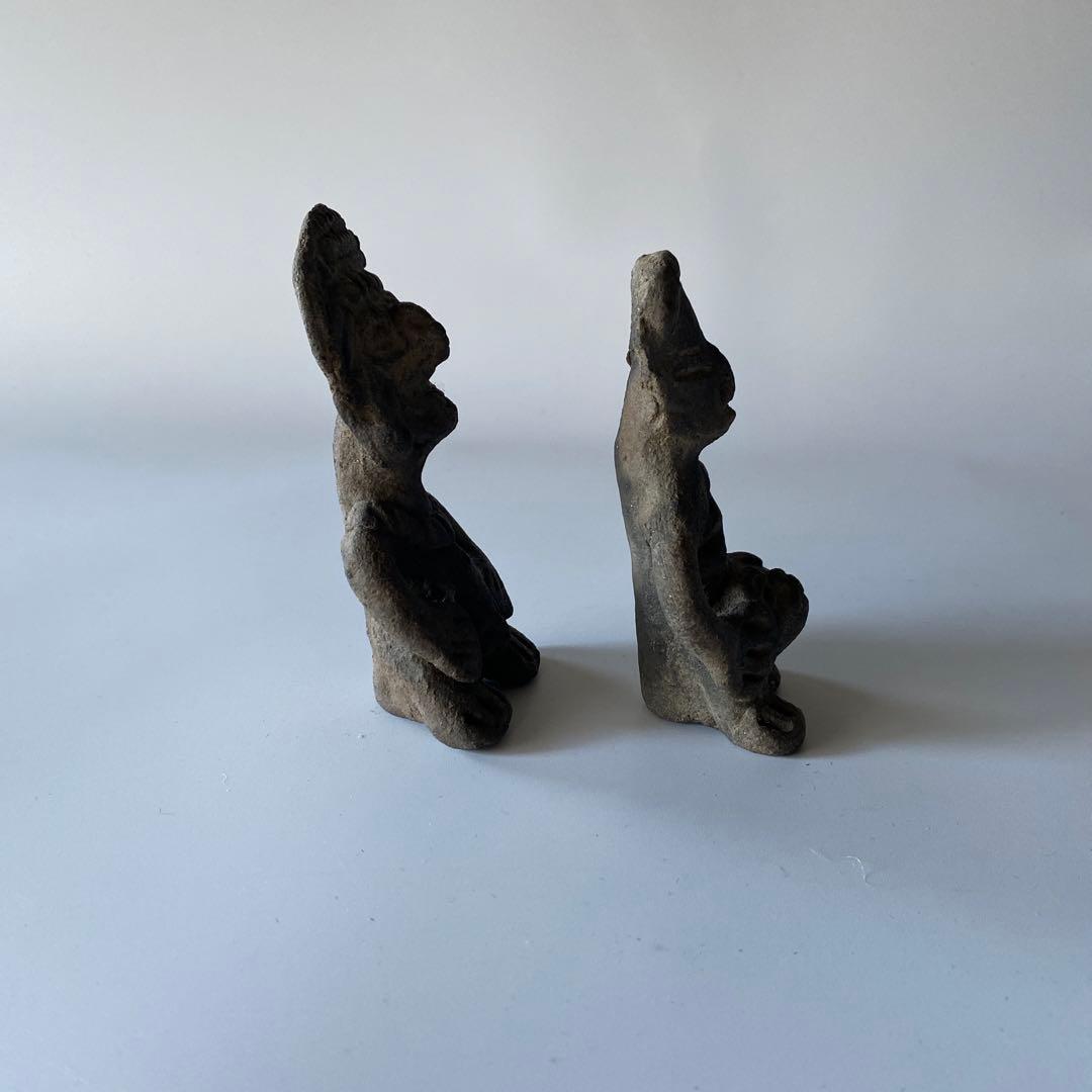 メキシコ 土製人物像 一対 プリミティブアート 中米系 土偶 人物像 ペア