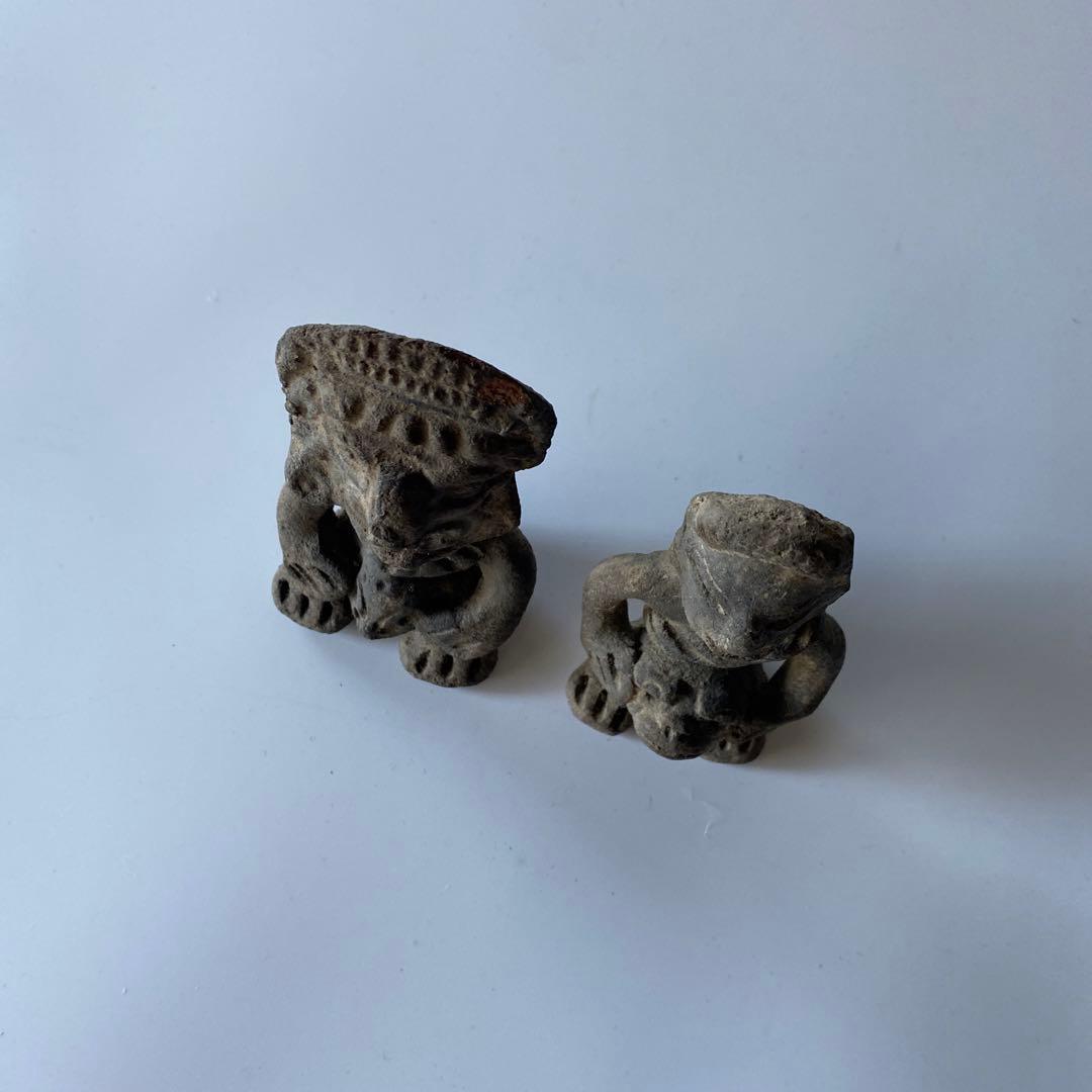 メキシコ 土製人物像 一対 プリミティブアート 中米系 土偶 人物像 ペア
