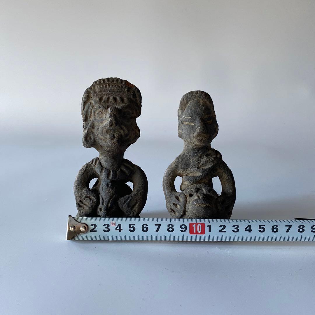 メキシコ 土製人物像 一対 プリミティブアート 中米系 土偶 人物像 ペア