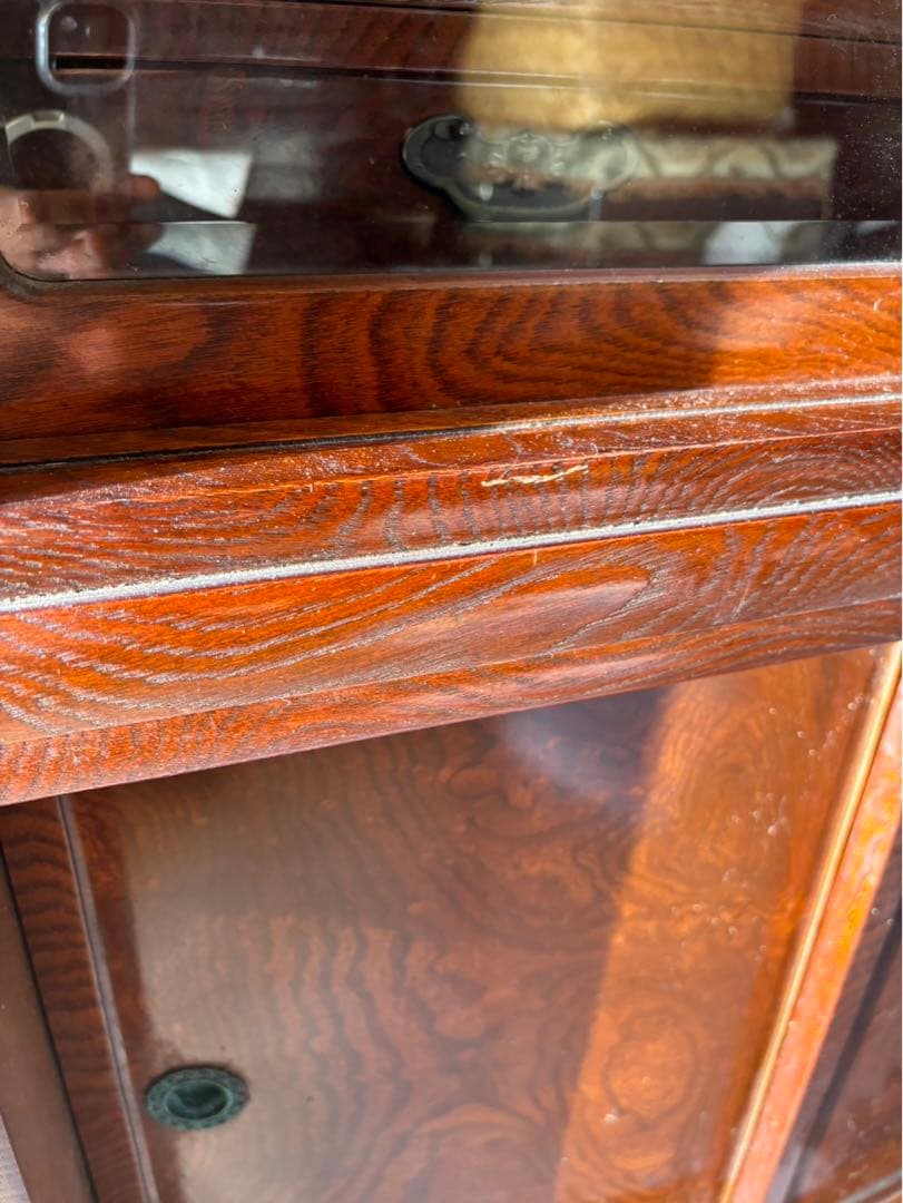 和茶箪笥　和茶タンス　高級　和家具　日本製　アンティーク　昭和レトロ　ガラス戸