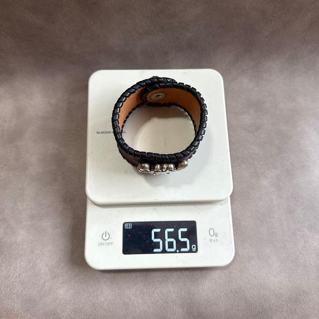 A&G エーアンドジー レザーブレスレット シルバー クロスモチーフ