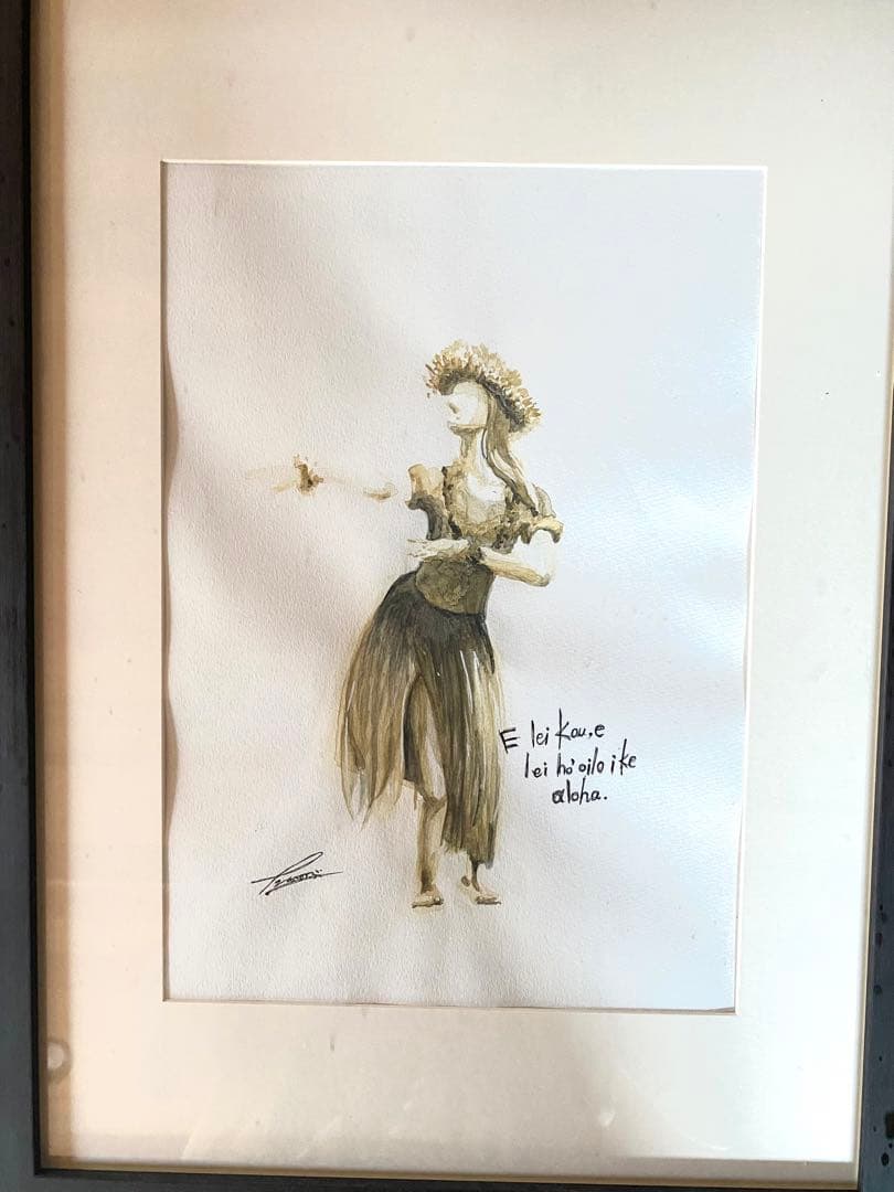 フラダンス　ハワイ　絵画　絵　水彩画　インテリア　ポスター