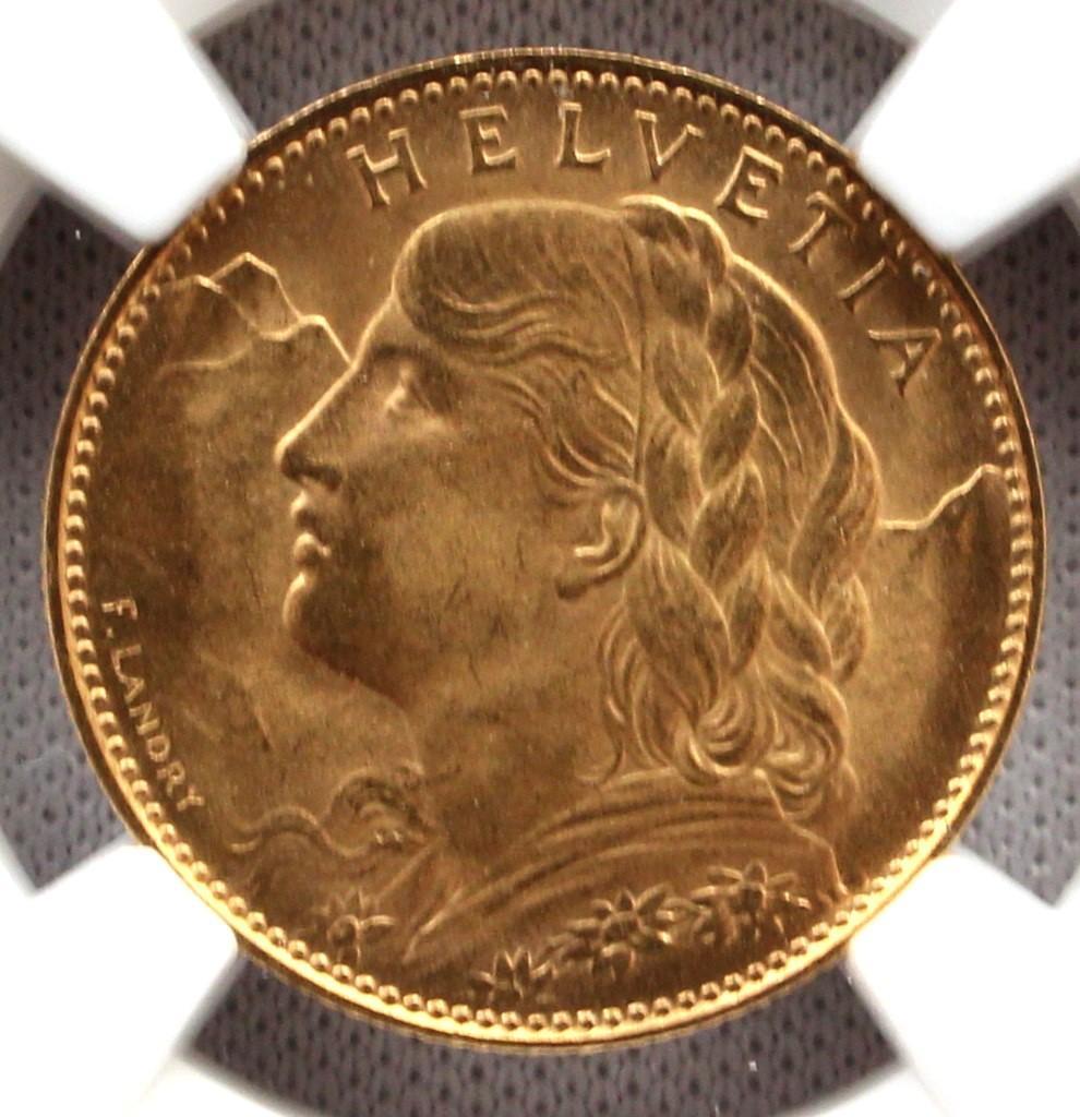 まやさん…！専用　1922年 スイス ブレネリ10フラン 金貨 NGC MS64