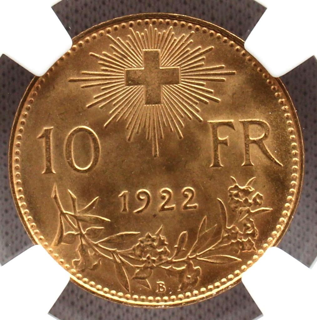 まやさん…！専用　1922年 スイス ブレネリ10フラン 金貨 NGC MS64