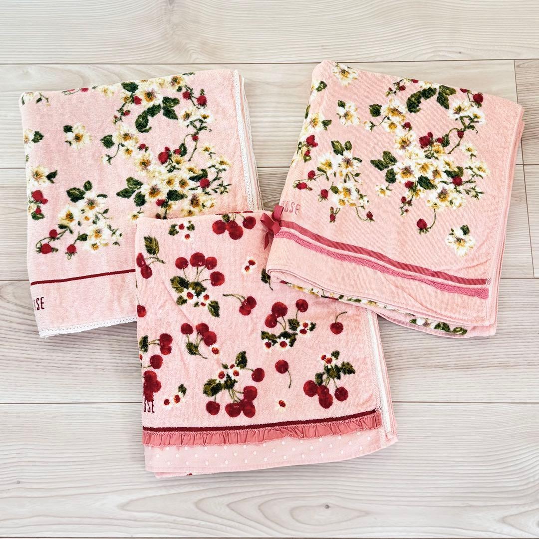 PINKHOUSE バスタオル 3枚セット 花柄 チェリー柄