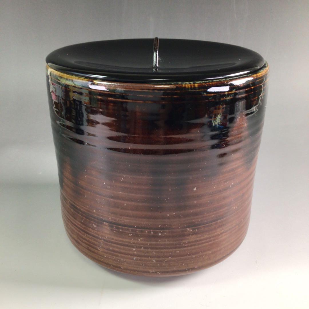 Ｒ３５２　水指　『宇田佐平造』『瀬戸釉』『一重口水指』　共箱　茶道具