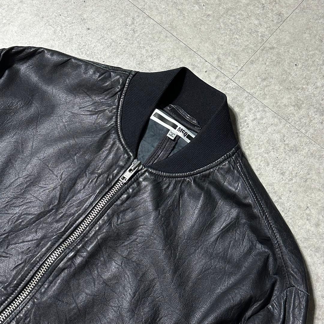 McQ アレキサンダーマックイーン 44 レザー ボンバージャケット 黒