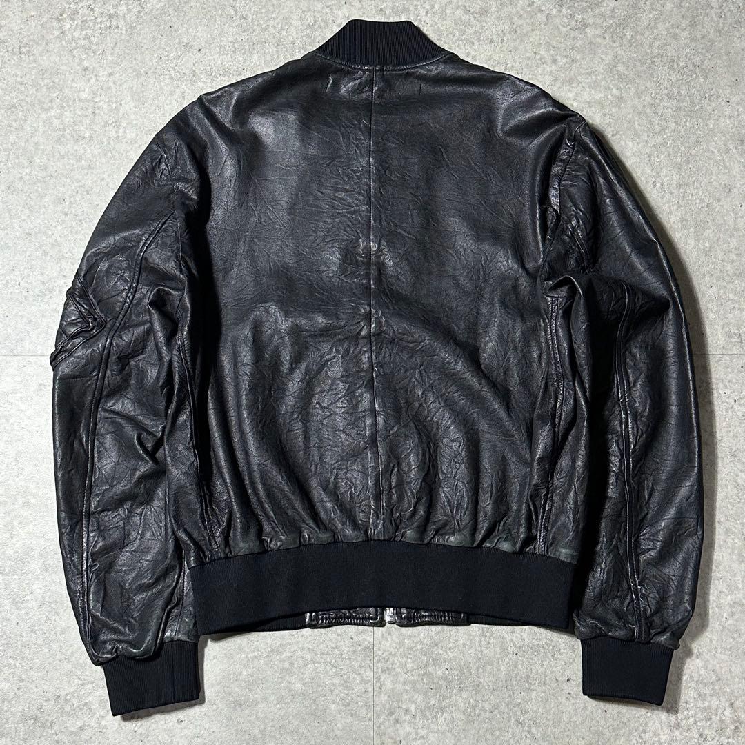 McQ アレキサンダーマックイーン 44 レザー ボンバージャケット 黒