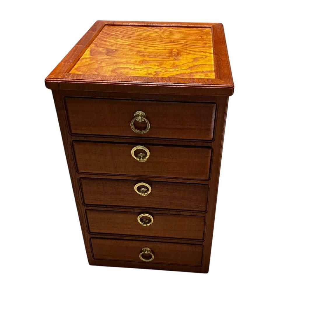 アンティーク調 5段チェスト 木製 引き出し収納 コンパクト