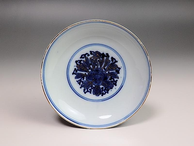 大聖寺伊万里 　染錦　牡丹に唐草吉祥紋図　蓋茶碗 　５客 　214AS- GGo