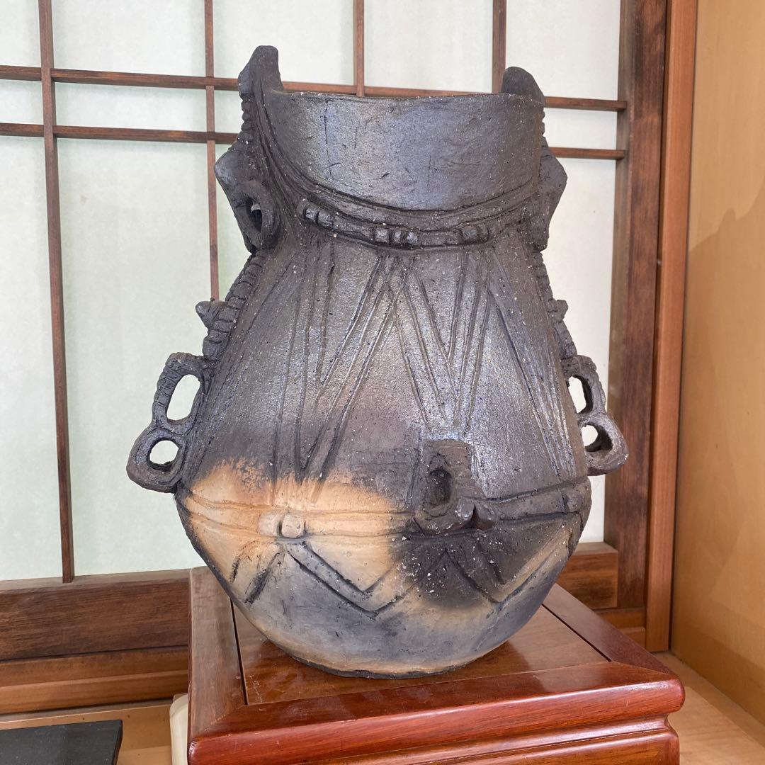 炭化焼成　花瓶　ハンドメイド