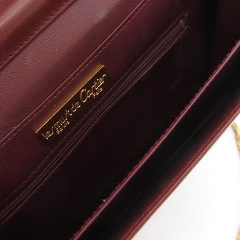 【正規品】カルティエ ヴィンテージ バッグ レザー×チェーン ボルドー 肩掛け可