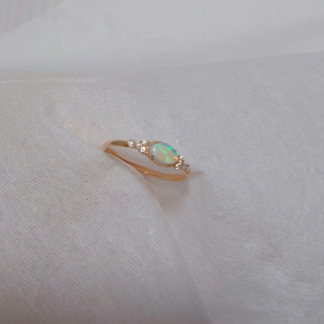 agete オパール&ダイヤモンドリング 9号