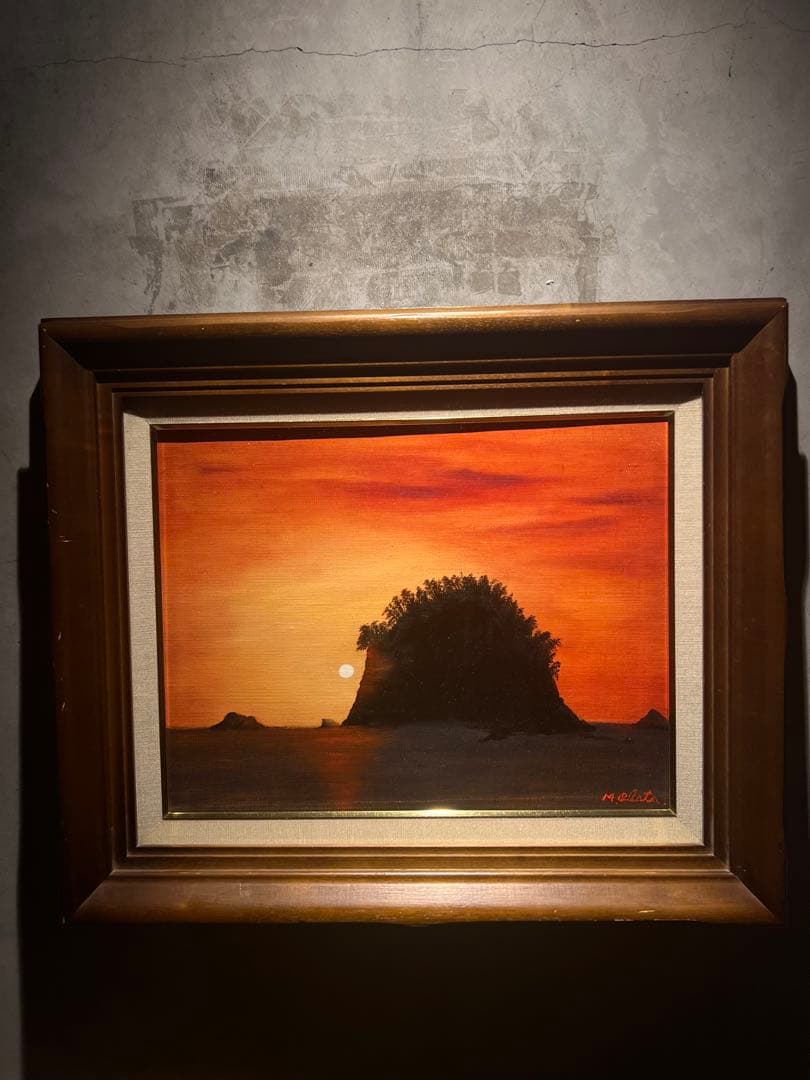 小幡稔【山陰海岸】肉筆油彩画　直筆サインあり